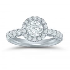 Semi-mount halo engagement ring ED75995 with diamonds