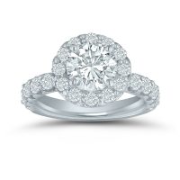 Semi-mount halo engagement ring ED76906 with 1 1/4 ctw round diamonds