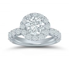 Semi-mount halo engagement ring ED76906 with 1 1/4 ctw round diamonds