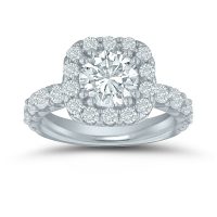 Semi-mount halo engagement ring ED76907-RD with1 1/4 ctw round diamonds