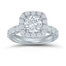 Semi-mount halo engagement ring ED76907-RD with1 1/4 ctw round diamonds