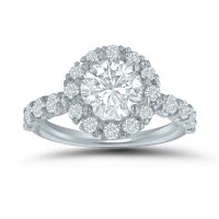 Semi-mount halo engagement ring ED77833 with 7/8 ctw. round diamonds