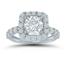 Semi-mount halo engagement ring ED77834 with 1 ctw. round diamonds