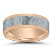 Men’s two-tone hammered wedding band MT76741