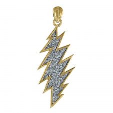 Famous rock band insignia inspired lightning bolt handmade in 14kt yellow gold.
