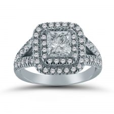 Custom made two-tiered diamond engagement ring.